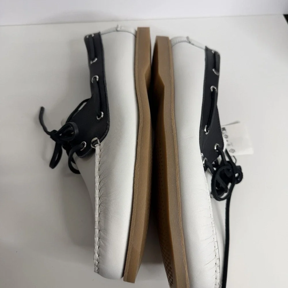 Zara Man Leather Deck Shoes Limited Edition White Navy US 11‎ EU 44 NWT Casual